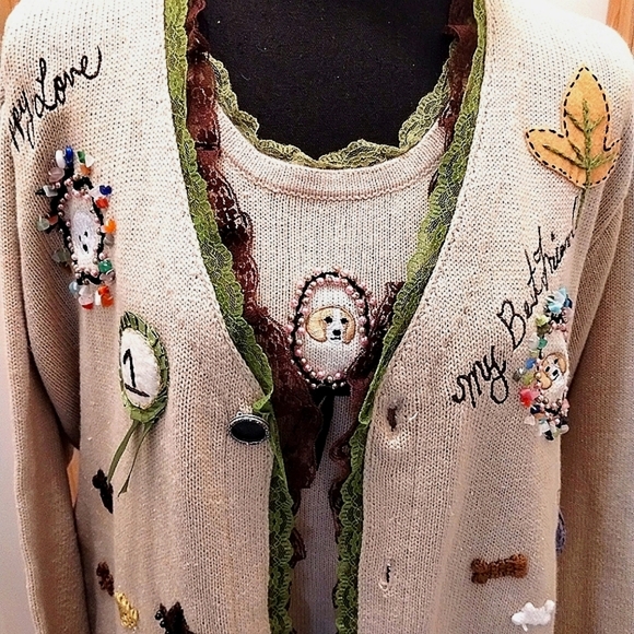 Storybook Knits Limited Edition Cardigan Set 1X (Dog Themed) NWT - Picture 11 of 14